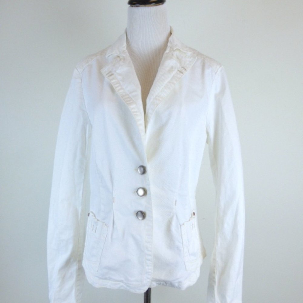 SPORTMAX CODE MAXMARA JACKET white blazer stretch 12 i46 cotton stretch classic